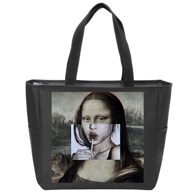 Mona Lisa Lollipop Zip Tote Bag