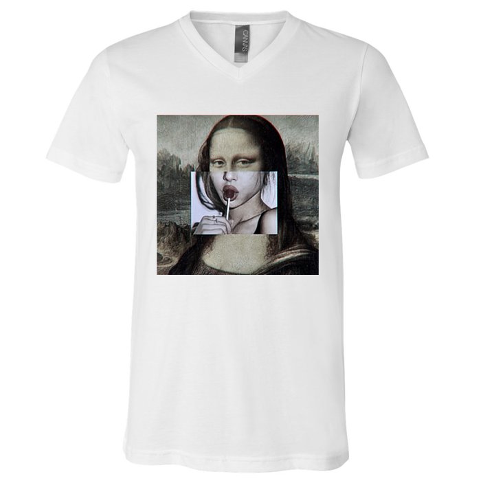 Mona Lisa Lollipop V-Neck T-Shirt