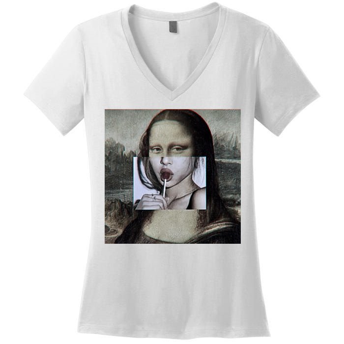 Mona Lisa Lollipop Women's V-Neck T-Shirt