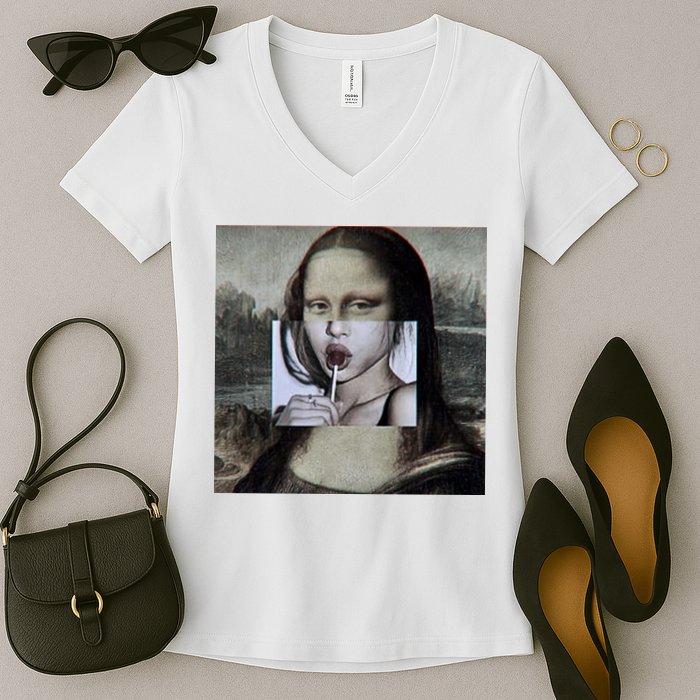 Mona Lisa Lollipop Women's V-Neck T-Shirt