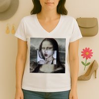 Mona Lisa Lollipop Women's V-Neck T-Shirt