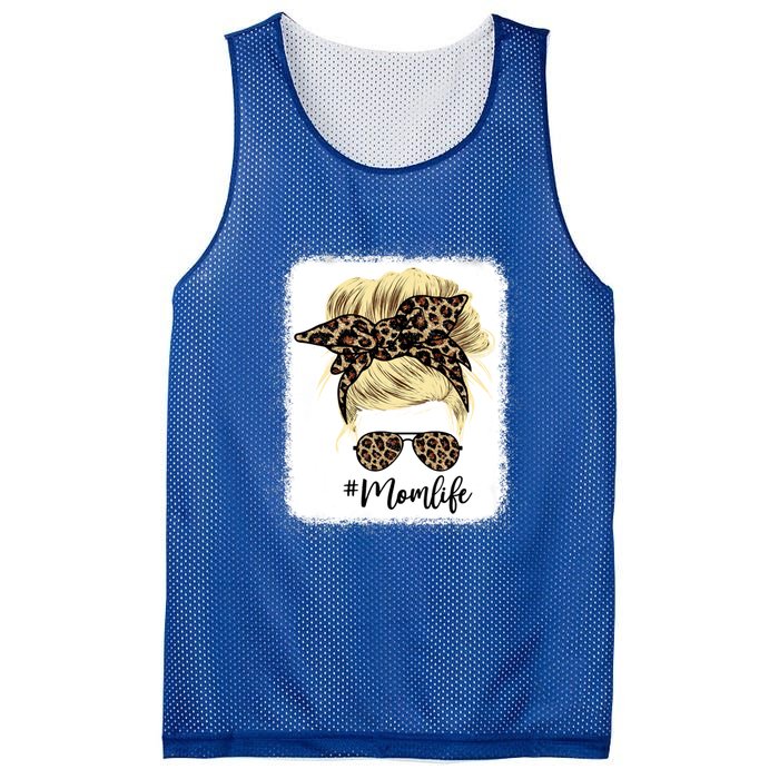 Mom Life Leopard Blank Messy Bun Blonde Hair Funny Gift Mesh Reversible Basketball Jersey Tank