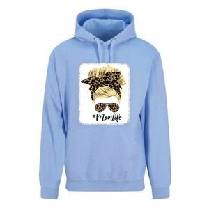 Mom Life Leopard Blank Messy Bun Blonde Hair Funny Gift Unisex Surf Hoodie