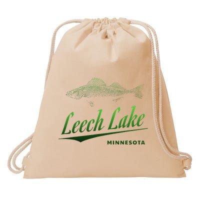 Minnesota Leech Lake With Walleye Fisherman Fishing Drawstring Bag