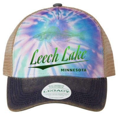 Minnesota Leech Lake With Walleye Fisherman Fishing Legacy Tie Dye Trucker Hat