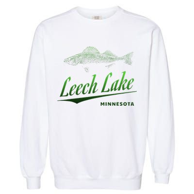 Minnesota Leech Lake With Walleye Fisherman Fishing Garment-Dyed Sweatshirt