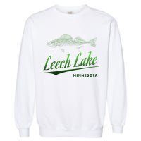Minnesota Leech Lake With Walleye Fisherman Fishing Garment-Dyed Sweatshirt