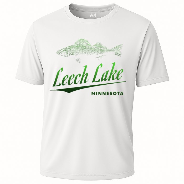 Minnesota Leech Lake With Walleye Fisherman Fishing Cooling Performance Crew T-Shirt