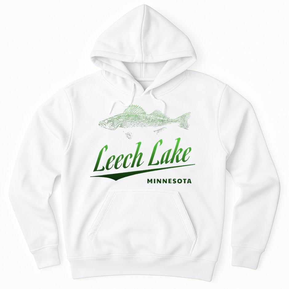 Minnesota Leech Lake With Walleye Fisherman Fishing Hoodie