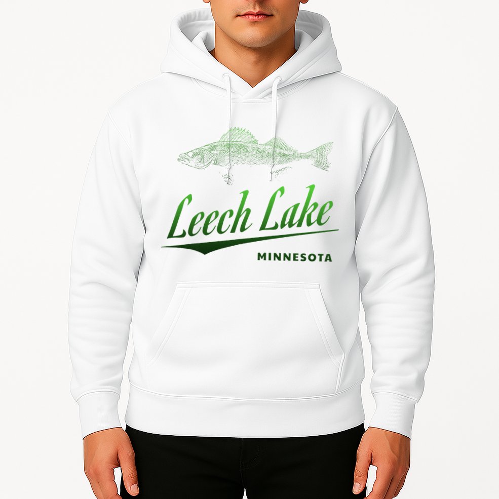 Minnesota Leech Lake With Walleye Fisherman Fishing Hoodie