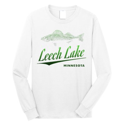 Minnesota Leech Lake With Walleye Fisherman Fishing Long Sleeve Shirt