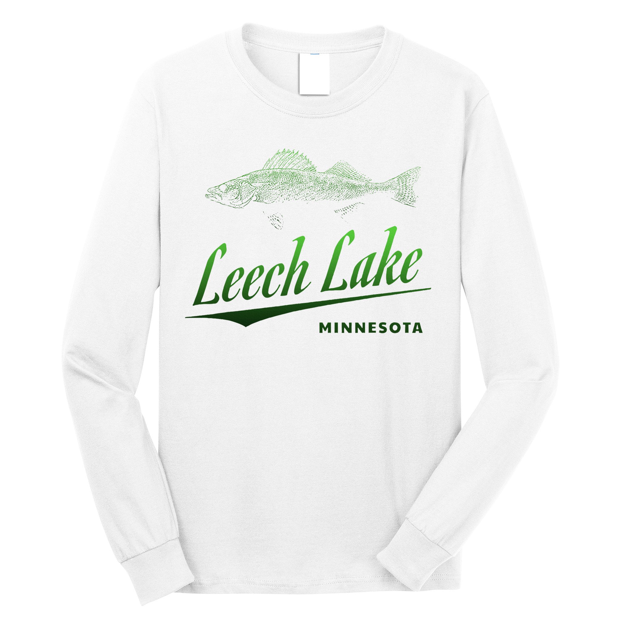 Minnesota Leech Lake With Walleye Fisherman Fishing Long Sleeve Shirt