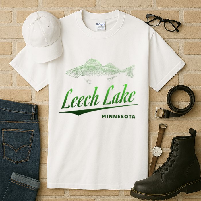 Minnesota Leech Lake With Walleye Fisherman Fishing Tall T-Shirt