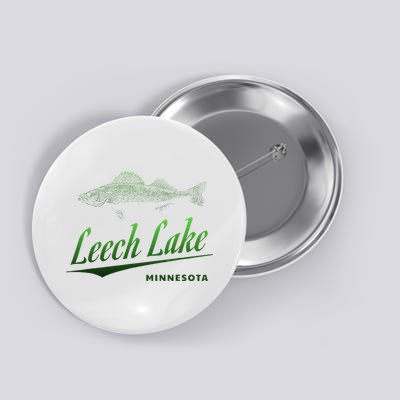Minnesota Leech Lake With Walleye Fisherman Fishing Button