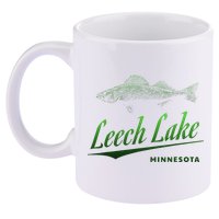 Minnesota Leech Lake With Walleye Fisherman Fishing 11oz C Handle Ceramic Mug