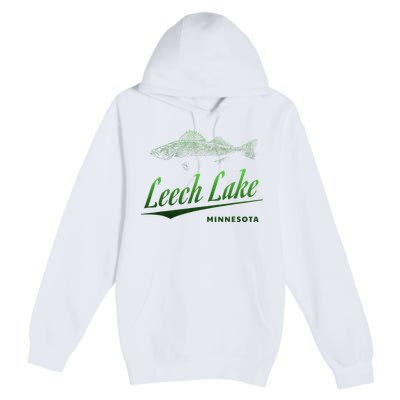 Minnesota Leech Lake With Walleye Fisherman Fishing Premium Pullover Hoodie