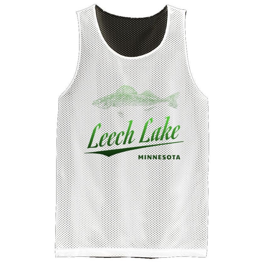 Minnesota Leech Lake With Walleye Fisherman Fishing Mesh Reversible Basketball Jersey Tank