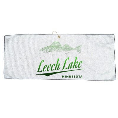 Minnesota Leech Lake With Walleye Fisherman Fishing Large Microfiber Waffle Golf Towel