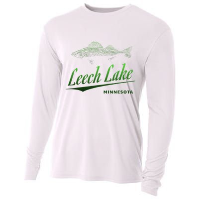 Minnesota Leech Lake With Walleye Fisherman Fishing Cooling Performance Long Sleeve Crew