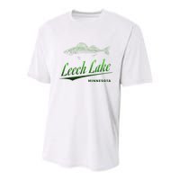 Minnesota Leech Lake With Walleye Fisherman Fishing Youth Performance Sprint T-Shirt