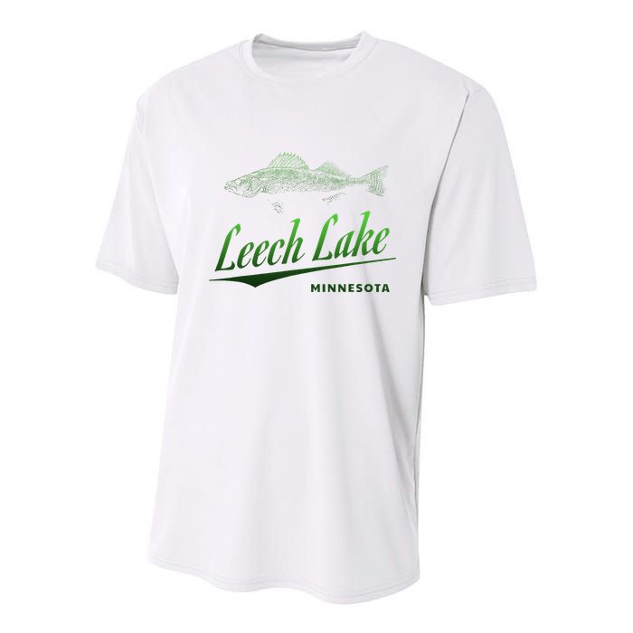 Minnesota Leech Lake With Walleye Fisherman Fishing Youth Performance Sprint T-Shirt