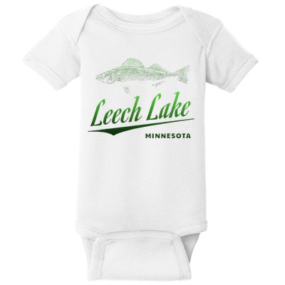 Minnesota Leech Lake With Walleye Fisherman Fishing Baby Bodysuit