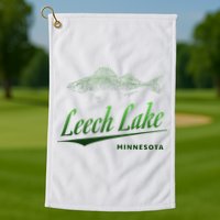 Minnesota Leech Lake With Walleye Fisherman Fishing Golf Towel