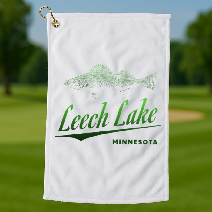 Minnesota Leech Lake With Walleye Fisherman Fishing Golf Towel