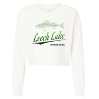 Minnesota Leech Lake With Walleye Fisherman Fishing Cropped Pullover Crew