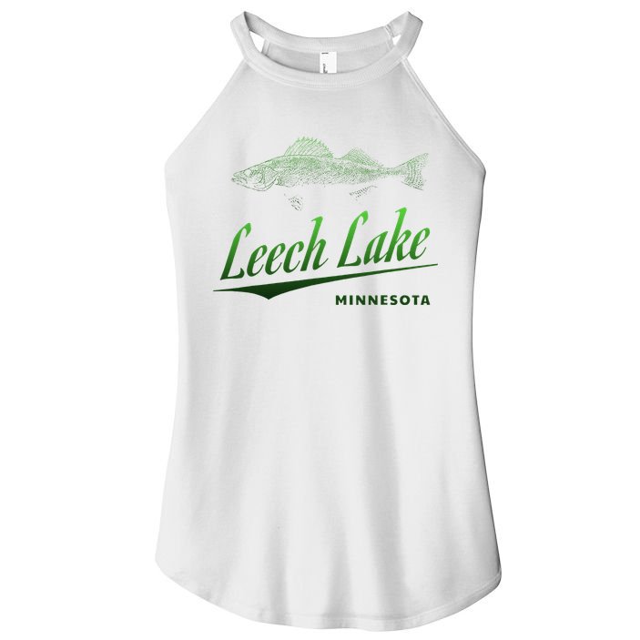Minnesota Leech Lake With Walleye Fisherman Fishing Women's Perfect Tri Rocker Tank