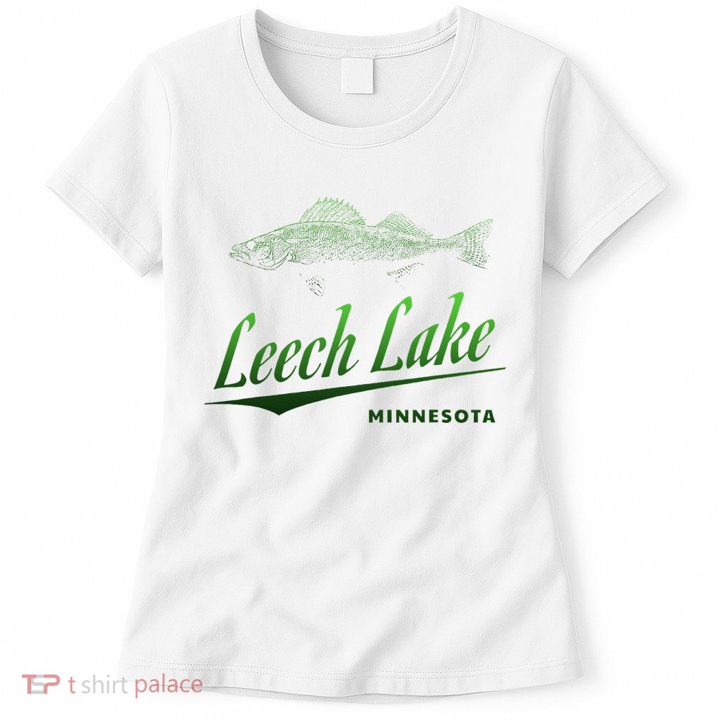 Minnesota Leech Lake With Walleye Fisherman Fishing Womens T-Shirt