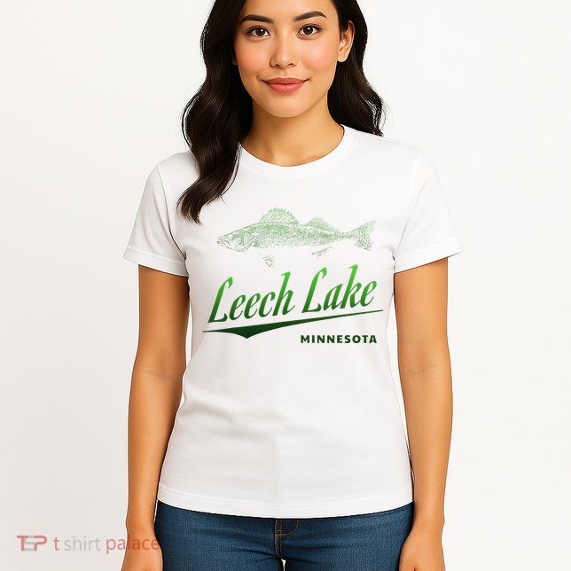 Minnesota Leech Lake With Walleye Fisherman Fishing Womens T-Shirt