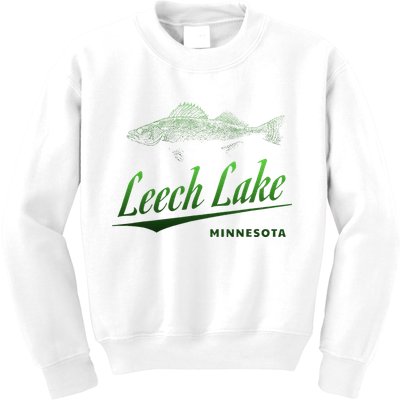 Minnesota Leech Lake With Walleye Fisherman Fishing Kids Sweatshirt
