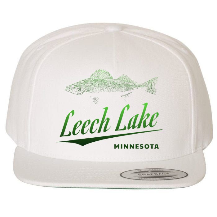 Minnesota Leech Lake With Walleye Fisherman Fishing Wool Snapback Cap
