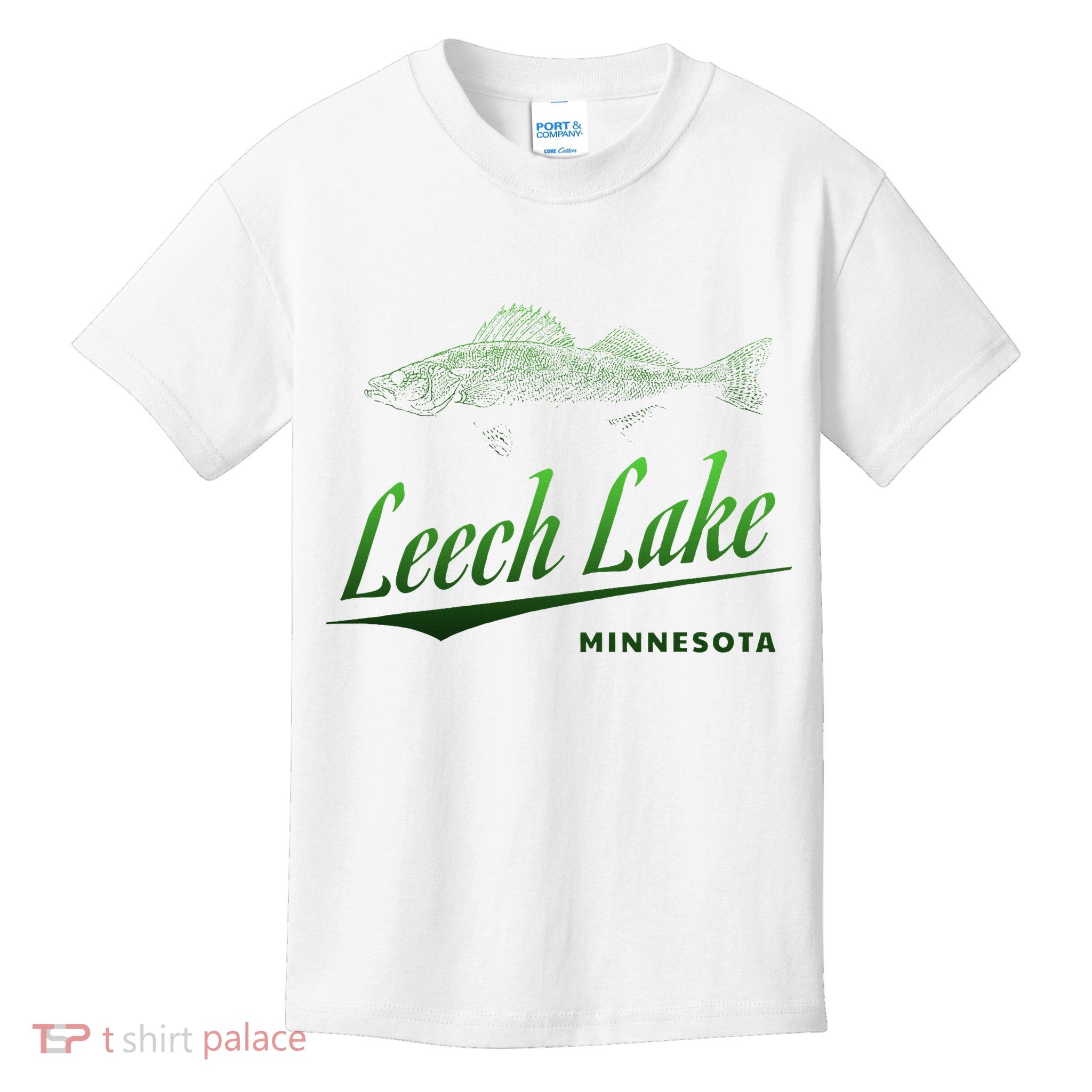 Minnesota Leech Lake With Walleye Fisherman Fishing Kids T-Shirt