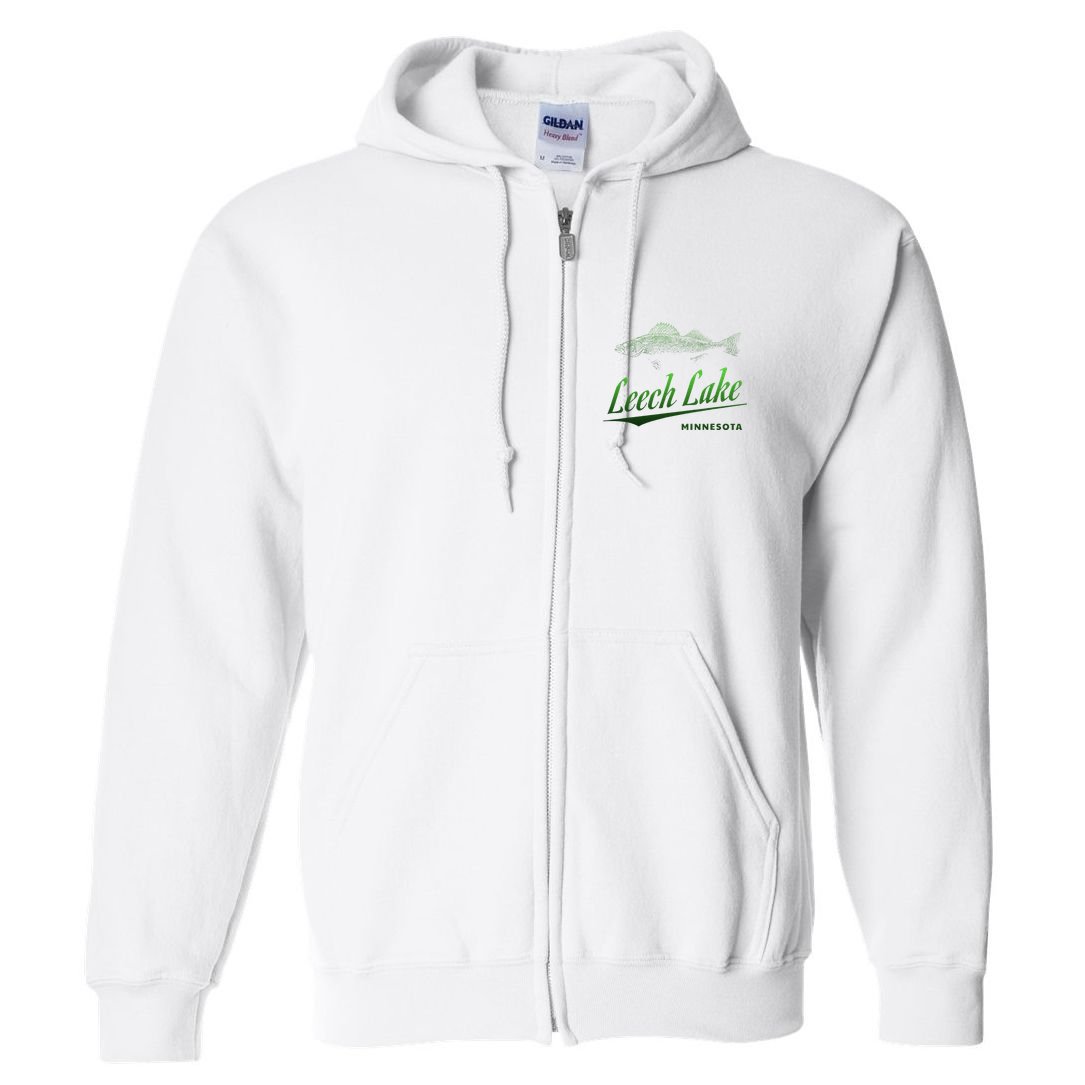 Minnesota Leech Lake With Walleye Fisherman Fishing Full Zip Hoodie