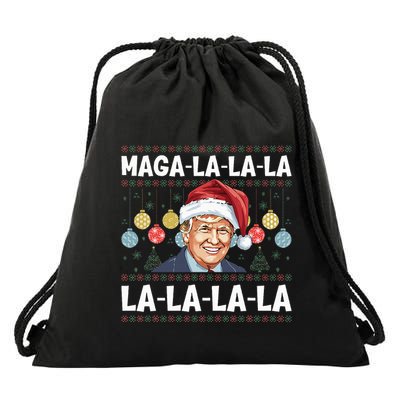 Maga La La La Donald Trump Potus 47 Ugly Christmas Drawstring Bag