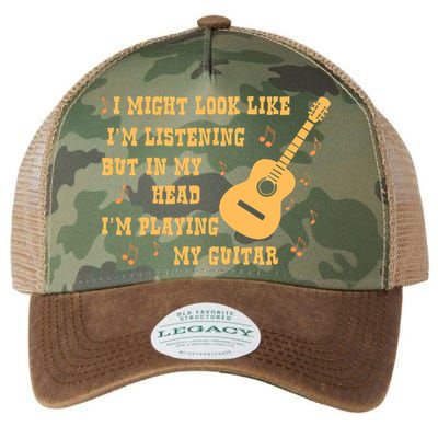 Might Look Like I'm Listening In My Head Playing Guitar Legacy Tie Dye Trucker Hat