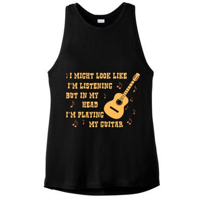Might Look Like I'm Listening In My Head Playing Guitar Ladies PosiCharge Tri-Blend Wicking Tank