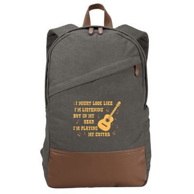 Might Look Like I'm Listening In My Head Playing Guitar Cotton Canvas Backpack
