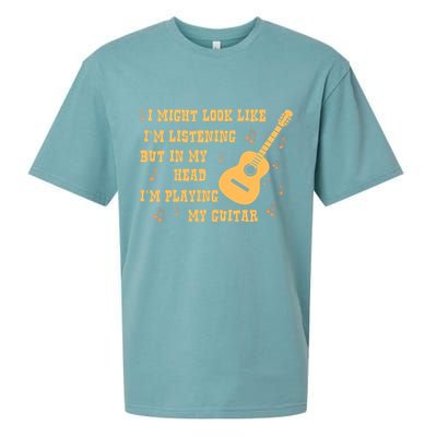 Might Look Like I'm Listening In My Head Playing Guitar Sueded Cloud Jersey T-Shirt