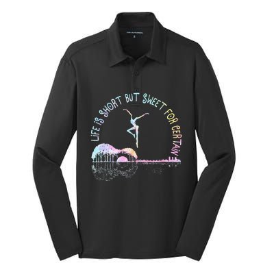 Music Lover Life Is Short But Sweet For Certain Guit Tie Dye Silk Touch Performance Long Sleeve Polo