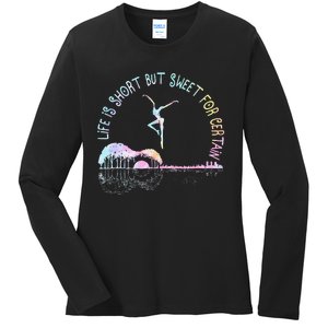 Music Lover Life Is Short But Sweet For Certain Guit Tie Dye Ladies Long Sleeve Shirt