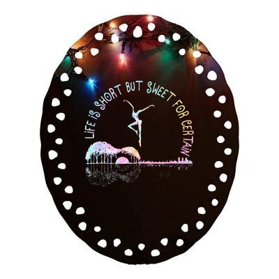 Music Lover Life Is Short But Sweet For Certain Guit Tie Dye Ceramic Oval Ornament