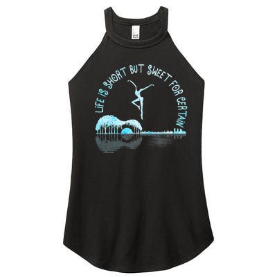 Music Lover Life Is Short But Sweet For Certain Guitar Women’s Perfect Tri Rocker Tank