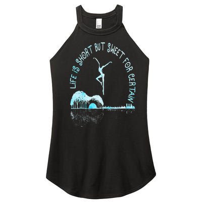 Music Lover Life Is Short But Sweet For Certain Guitar Women’s Perfect Tri Rocker Tank