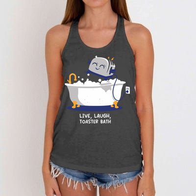 Mandatoryfunday Live Laugh Toaster Bath Women's Knotted Racerback Tank