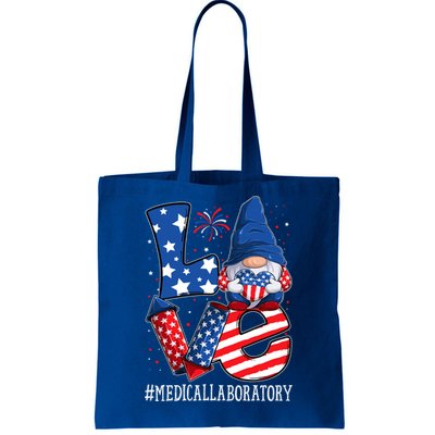 Medical Laboratory Love 4th Of July Gnome Usa Patriotic Gift Tote Bag