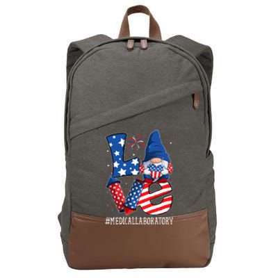 Medical Laboratory Love 4th Of July Gnome Usa Patriotic Gift Cotton Canvas Backpack