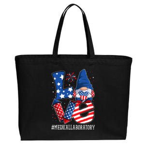 Medical Laboratory Love 4th Of July Gnome Usa Patriotic Gift Cotton Canvas Jumbo Tote